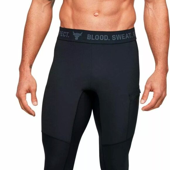 Under Armour Mens Project Rock Ultra-Tight Anti-Odor Leggings 1351533 Black NWT - Picture 1 of 6